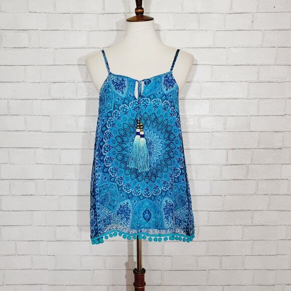 Chaser Blue Pom Pom Tank Top - Picture 4 of 8